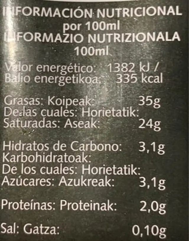 NATA para montar nutrition facts table