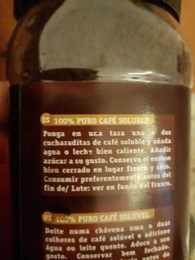 Cafeto ingredients label