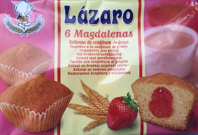 6 magadalenas fourrées à la confiture de fraise