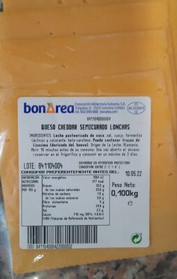 Queso cheddar semicurado lonchas