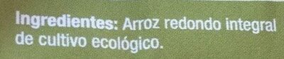 Arroz redondo integral ingredients label