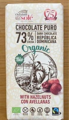 Chocolate puro con avellanas front packaging