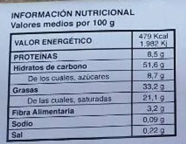 Chocolate con leche sin azucares anadidos nutrition facts table
