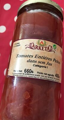 Arketa tomates entieres pelees Espagne front packaging