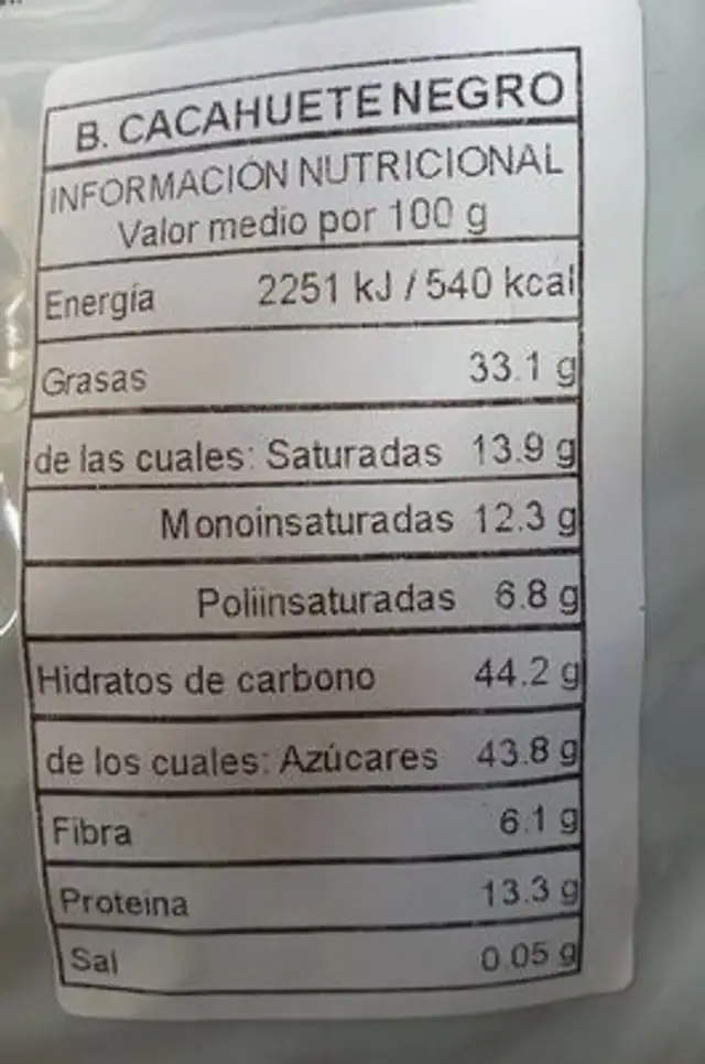 Delicias de chocolate nutrition facts table