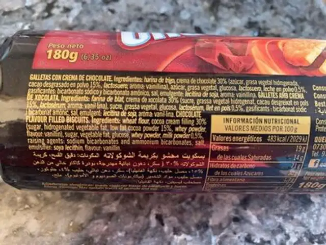 Galleta de chocolate ingredients label