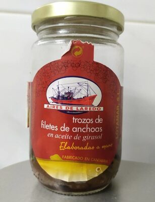 Trozos de filetes de anchoas en aceite de girasol