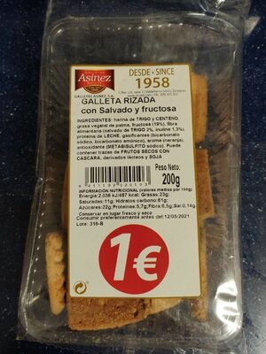 Galleta rizada con salvado y fructosa