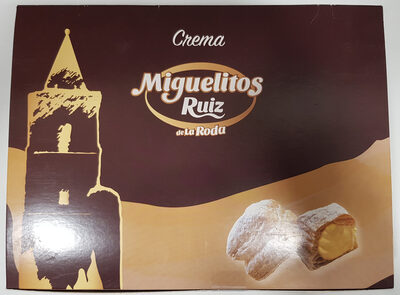 Miguelitos de la Roda con crema front packaging
