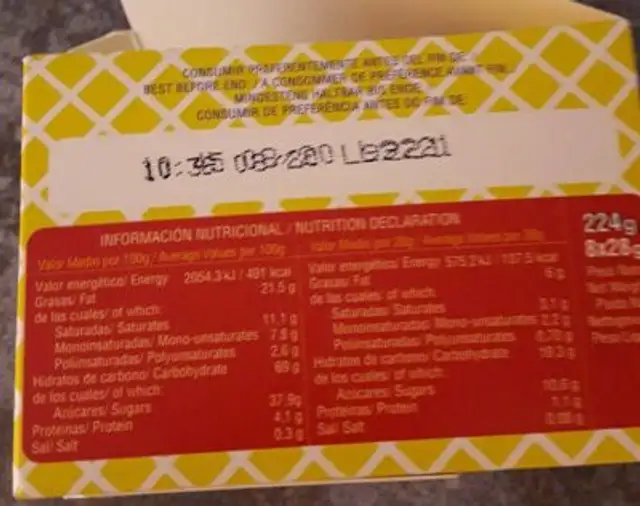 Cubanitos nutrition facts table