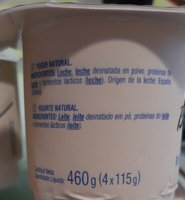 Bienatur yogurt natural ingredients label