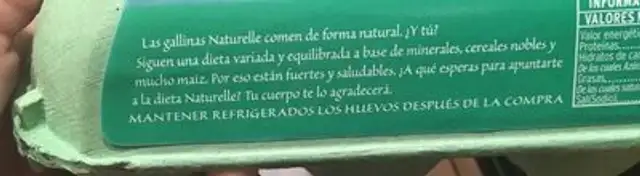Huevos Naturelle ingredients label