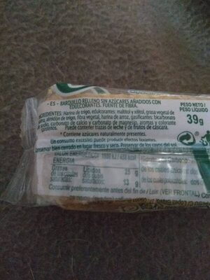 Wafers 0% ingredients label