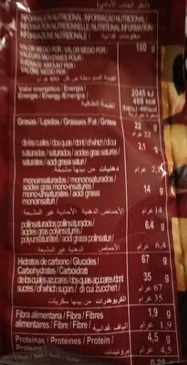 Florbü Little choc nutrition facts table