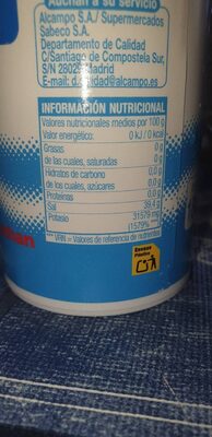 Sal hiposódica nutrition facts table