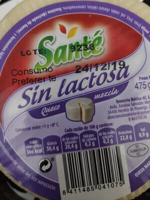 Queso mezcla sin lactosa