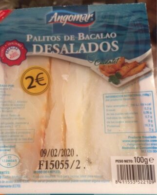 Palitos de bacalao desalados front packaging