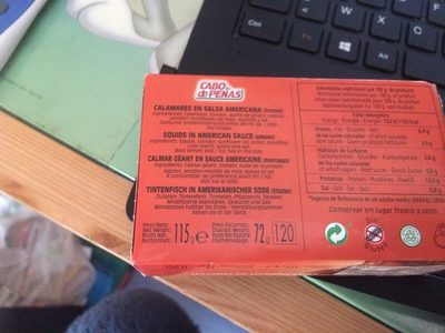 Calamars (trocos) ingredients label