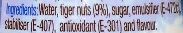 Erdmandelmilch ingredients label