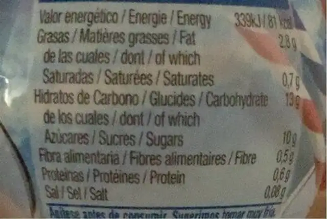 Erdmandelmilch nutrition facts table