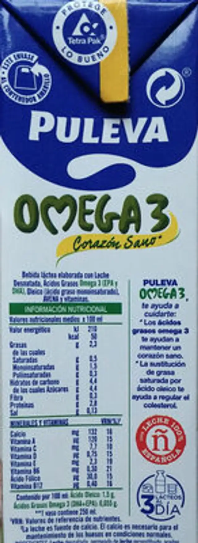 Puleva Omega 3 con Avena nutrition facts table