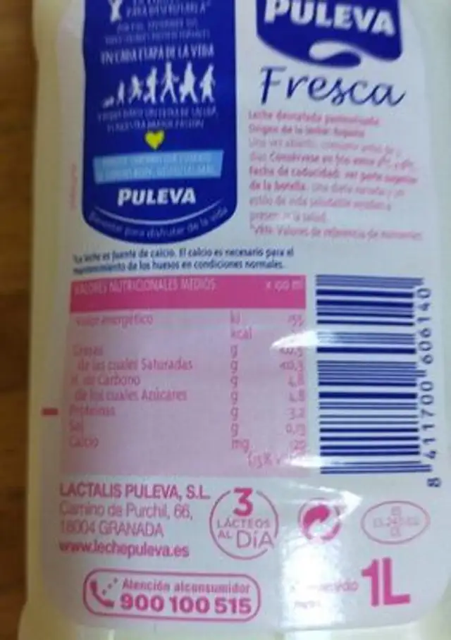 PULEVA nutrition facts table