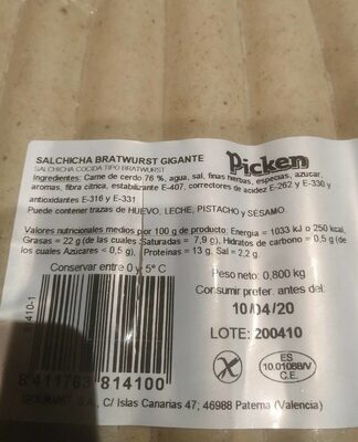 Salchicha bratwurst gigante