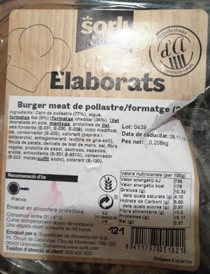 Burget meat de pollastre/formatge