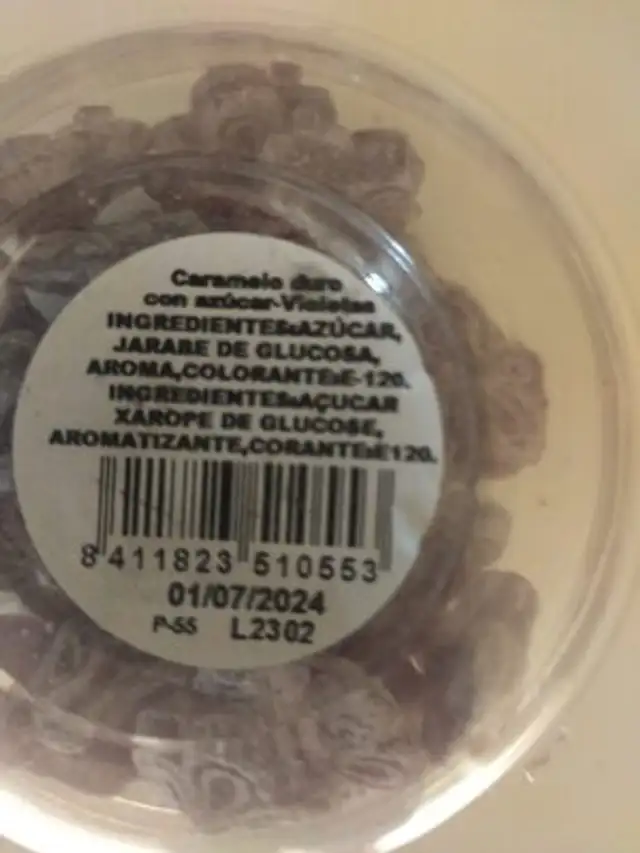 polvera caramelos clásicos ingredients label
