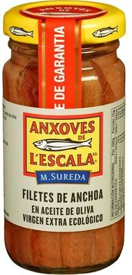 Filetes de anchoas aceite de oliva virgen extra ecológico front packaging