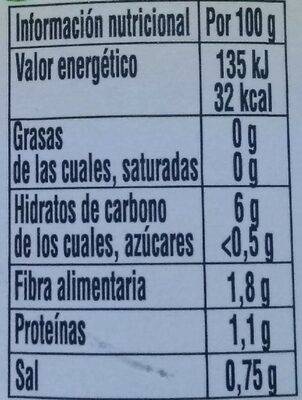 Macedonia De Verduras Primera nutrition facts table