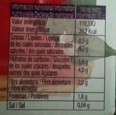 Pimientos del piquillo enteros extra nutrition facts table