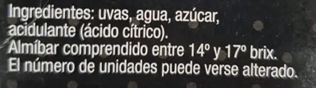 12 uvas año de oro ingredients label