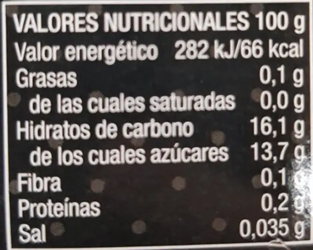 12 uvas año de oro nutrition facts table