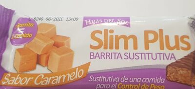Slim plus barrita sustitutiva caramelo front packaging