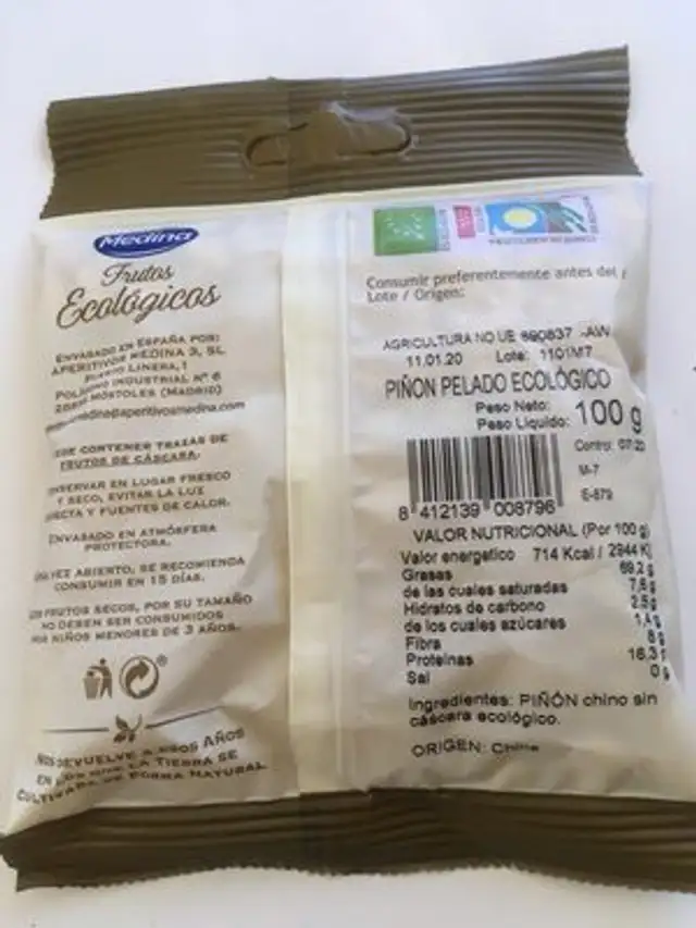 Unknown nutrition facts table
