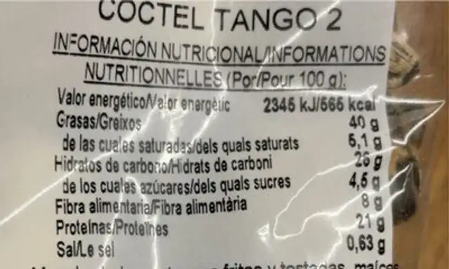 Seleccion de frutos secos nutrition facts table