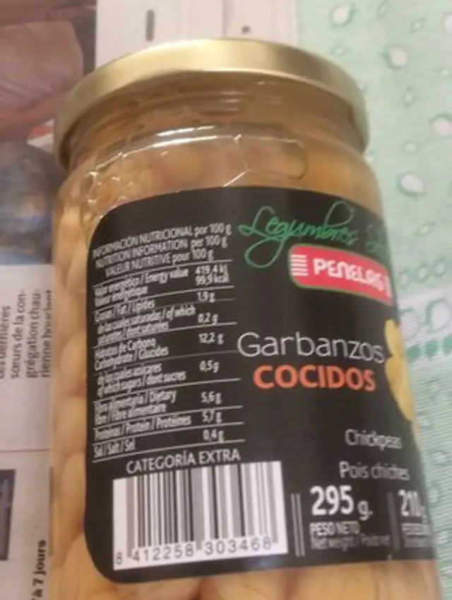 Garbanzos cocidos front packaging