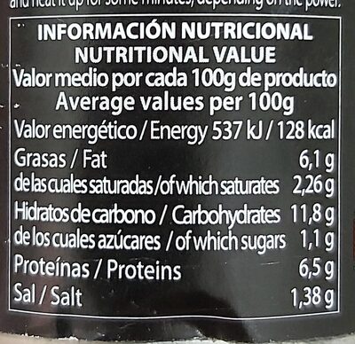 Fabada Asturiana nutrition facts table