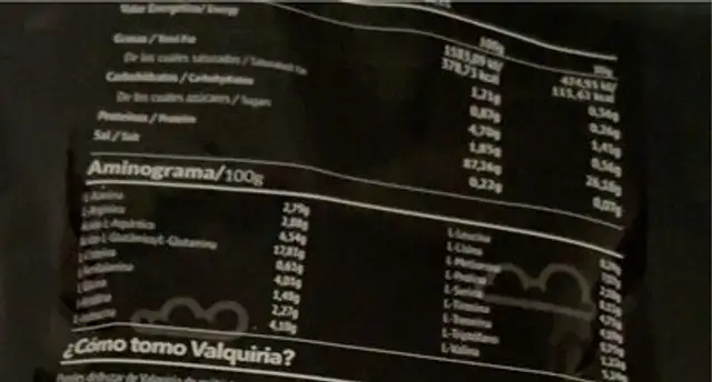 Vaiquiria vainilla nutrition facts table