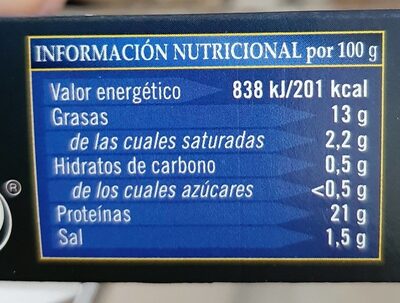 Chicharrillos en aceite de girasol nutrition facts table