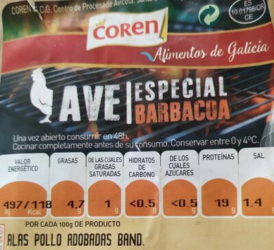 Alas de Pollo Adobadas 500 g