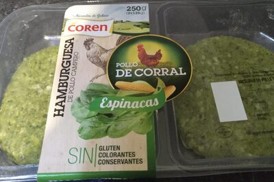 Hamburguesa de pollo campero con espinacas