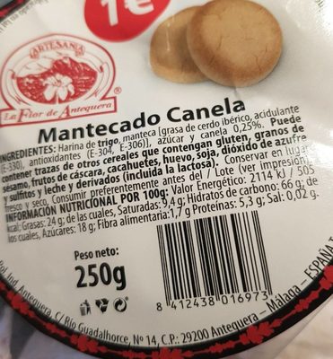 Mantecados canela front packaging