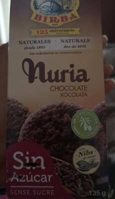 Núria chocolate sin azúcar