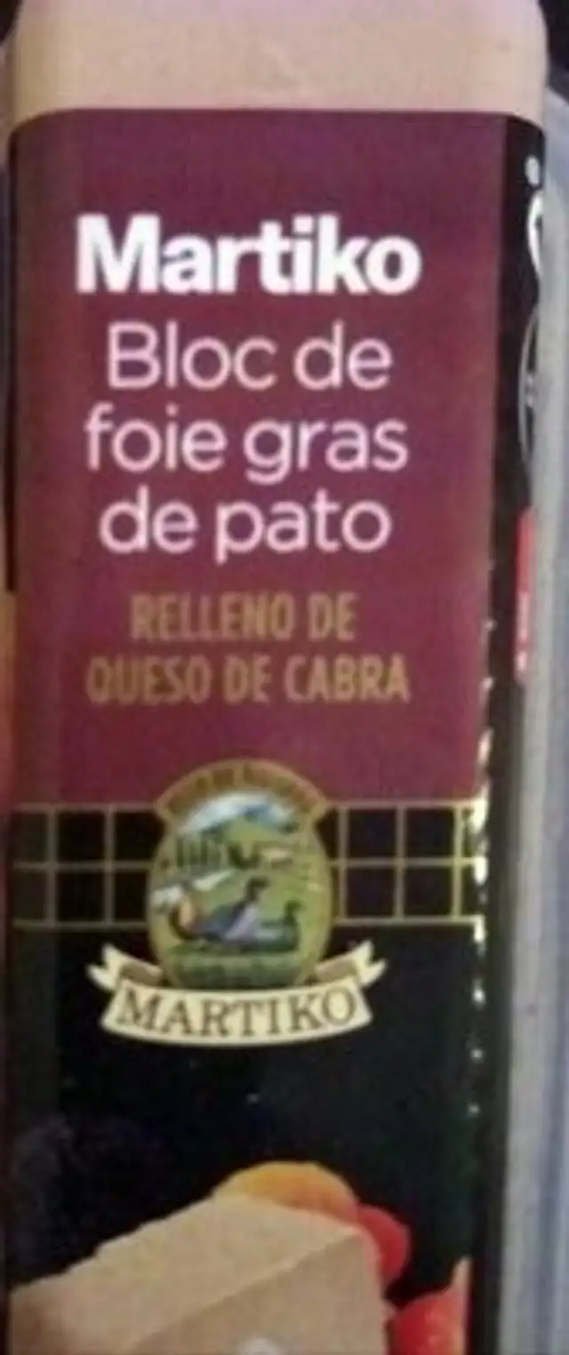 Bloc de foie gras de pato relleno de queso de cabra front packaging