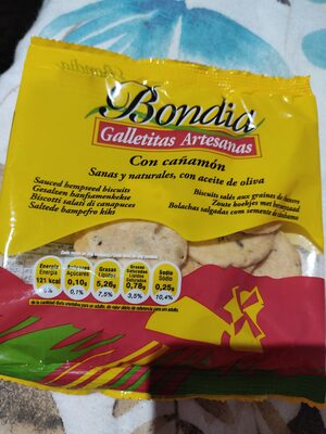Galletas de cañamon ingredients label