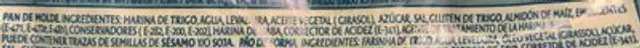 Pa De Motlle Amb Escorça Blanca De Bimbo ingredients label