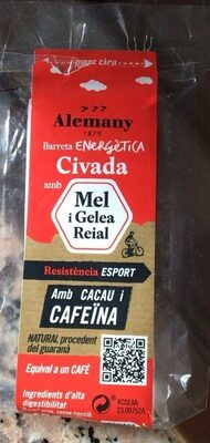 Barreta energètica civada amb mel