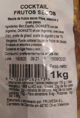 Cocktail frutos secos front packaging